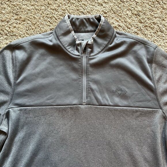 Callaway Golf Sweater 2XL‎ Gray Men's 1/4 Zip Pullover Warm Up Pockets XXL - Picture 1 of 9